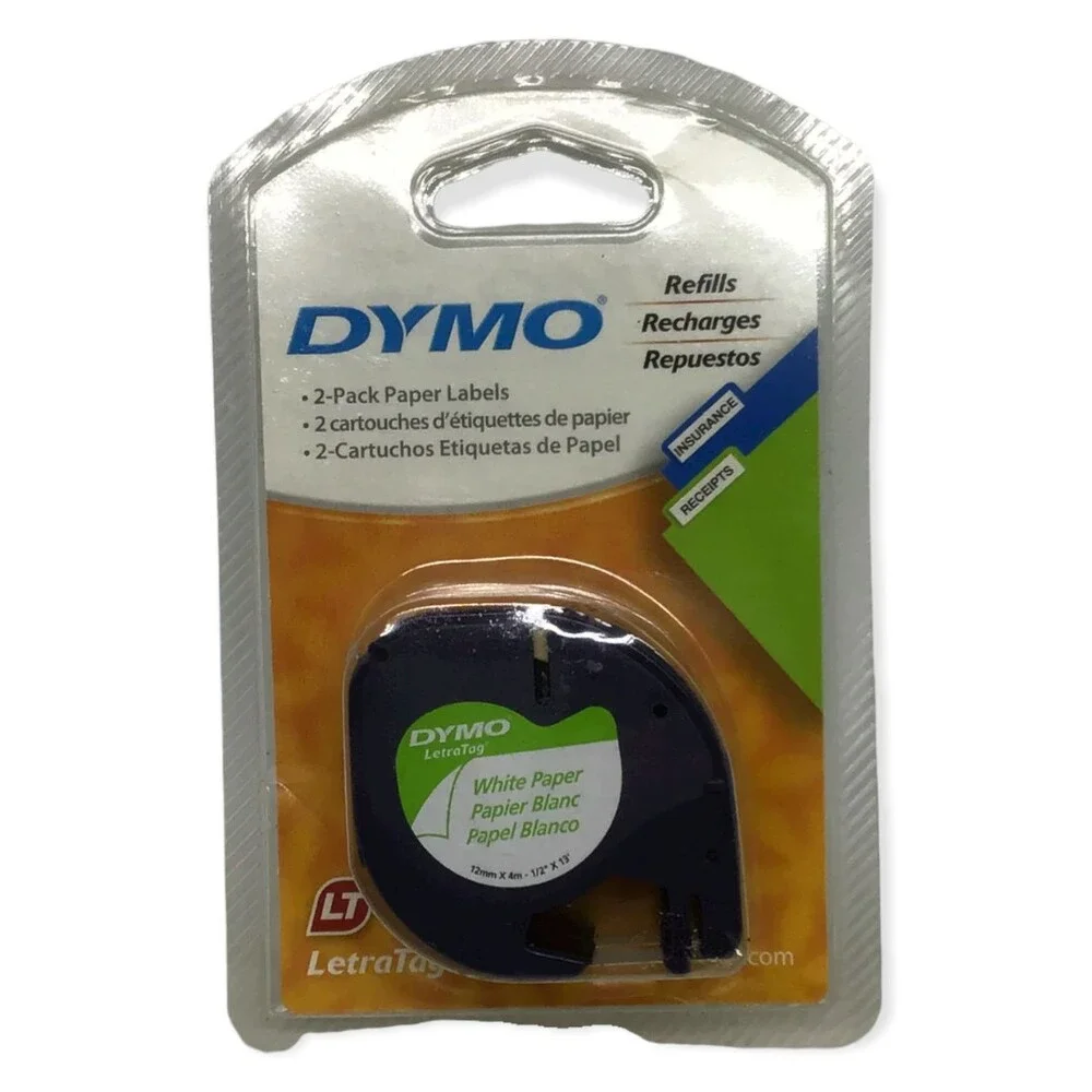 Dymo Label Maker Refill 2 Pack Paper Cartridges White LetraTag 1/2